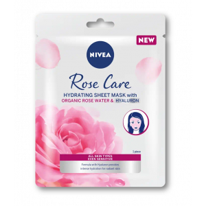 NIVEA ROSE CARE HYDRATING SHEET MASK WITH ORGANIC ROSE WATER & HYALURON FOR ALL SKIN TYPES 1 SHEET